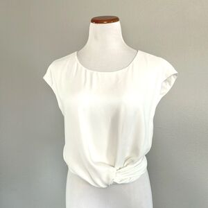 Babaton White Knot-Front Top